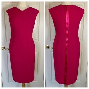 Jones New York Hot Pink Back Zip Sheath Dr…